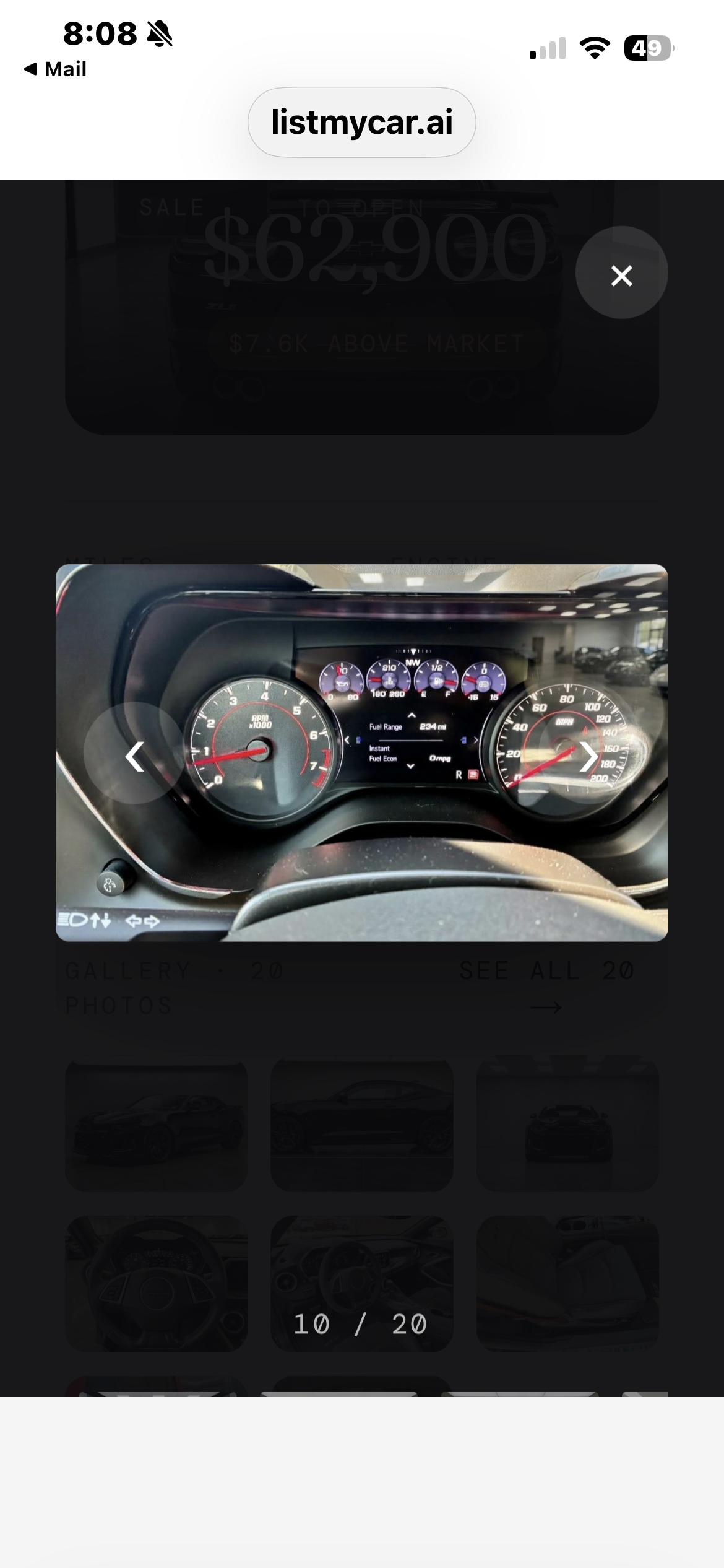 Used 2019 Chevrolet Camaro ZL1 w/ LPO, ZL1 Protection Package RWD image 11