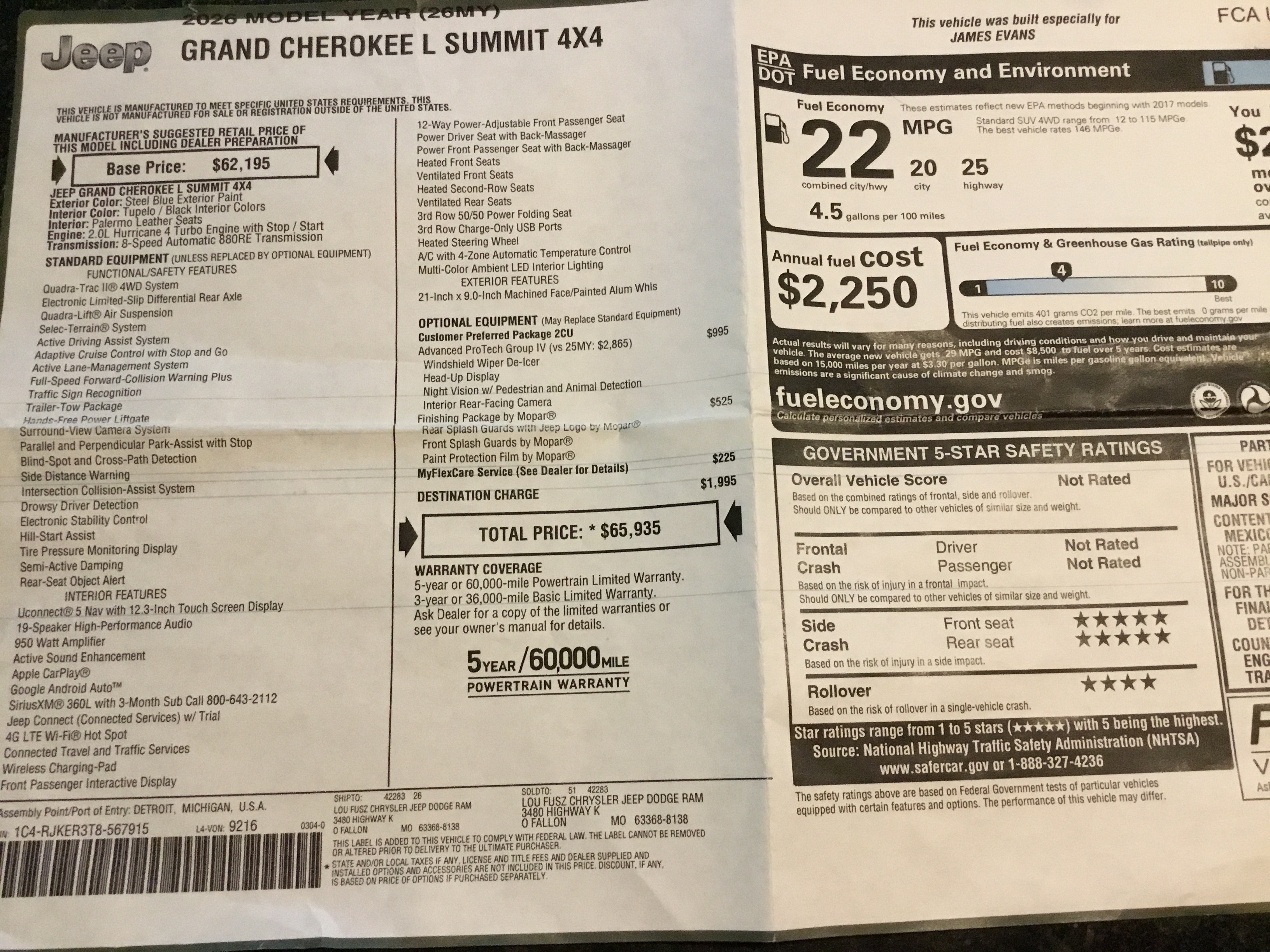 Used 2026 Jeep Grand Cherokee L Summit w/ Advanced Protech Group IV AWD/4WD image 16