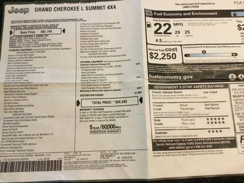 Used 2026 Jeep Grand Cherokee L Summit w/ Advanced Protech Group IV AWD/4WD image 16