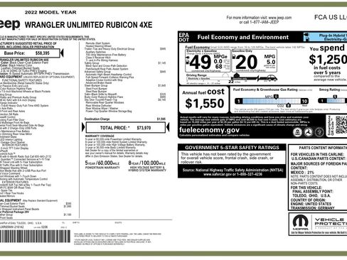 Used 2022 Jeep Wrangler Unlimited Rubicon 4xe w/ Steel Bumper Group AWD/4WD image 16