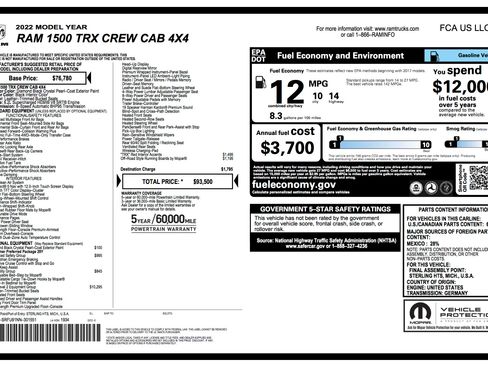 Used 2022 RAM 1500 TRX w/ TRX Level 2 Equipment Group AWD/4WD image 15