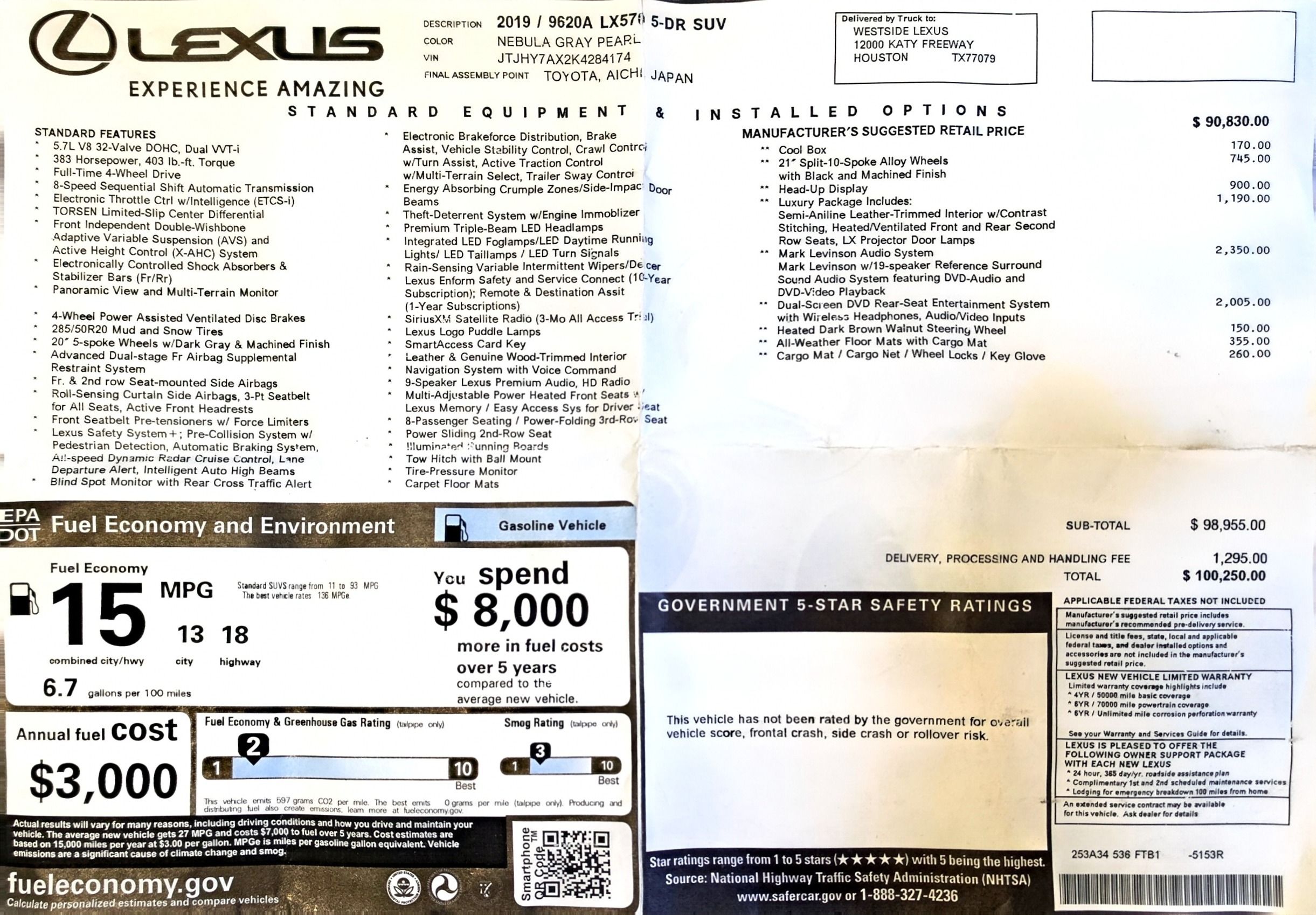 Used 2019 Lexus LX 570 4WD w/ Luxury Package image 28