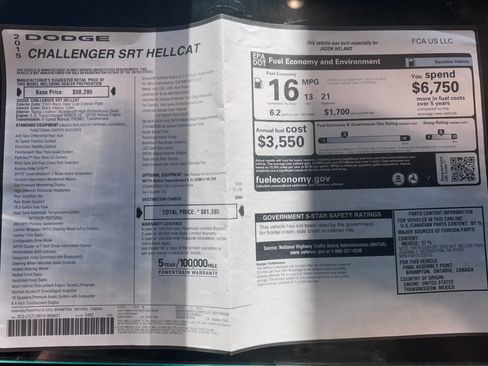 Used 2015 Dodge Challenger SRT Hellcat RWD image 24
