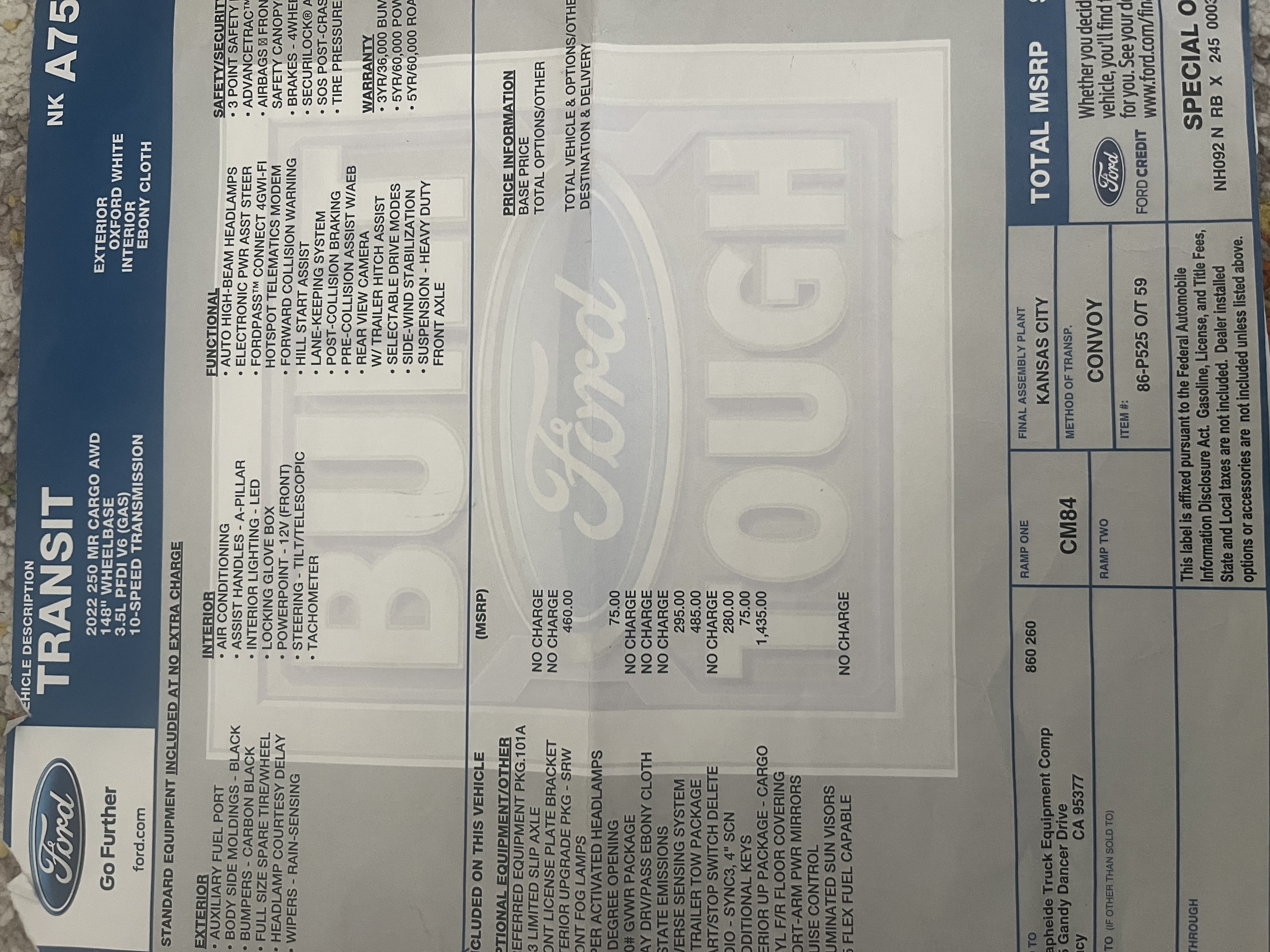 Used 2022 Ford Transit 250 Medium Roof AWD w/ Interior Upgrade Package image 14