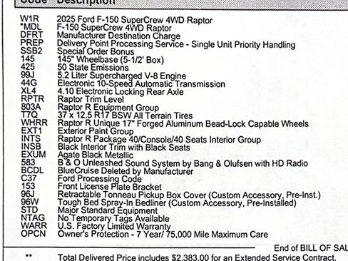 Used 2025 Ford F150 Raptor w/ Equipment Group 803A Raptor R AWD/4WD image 2