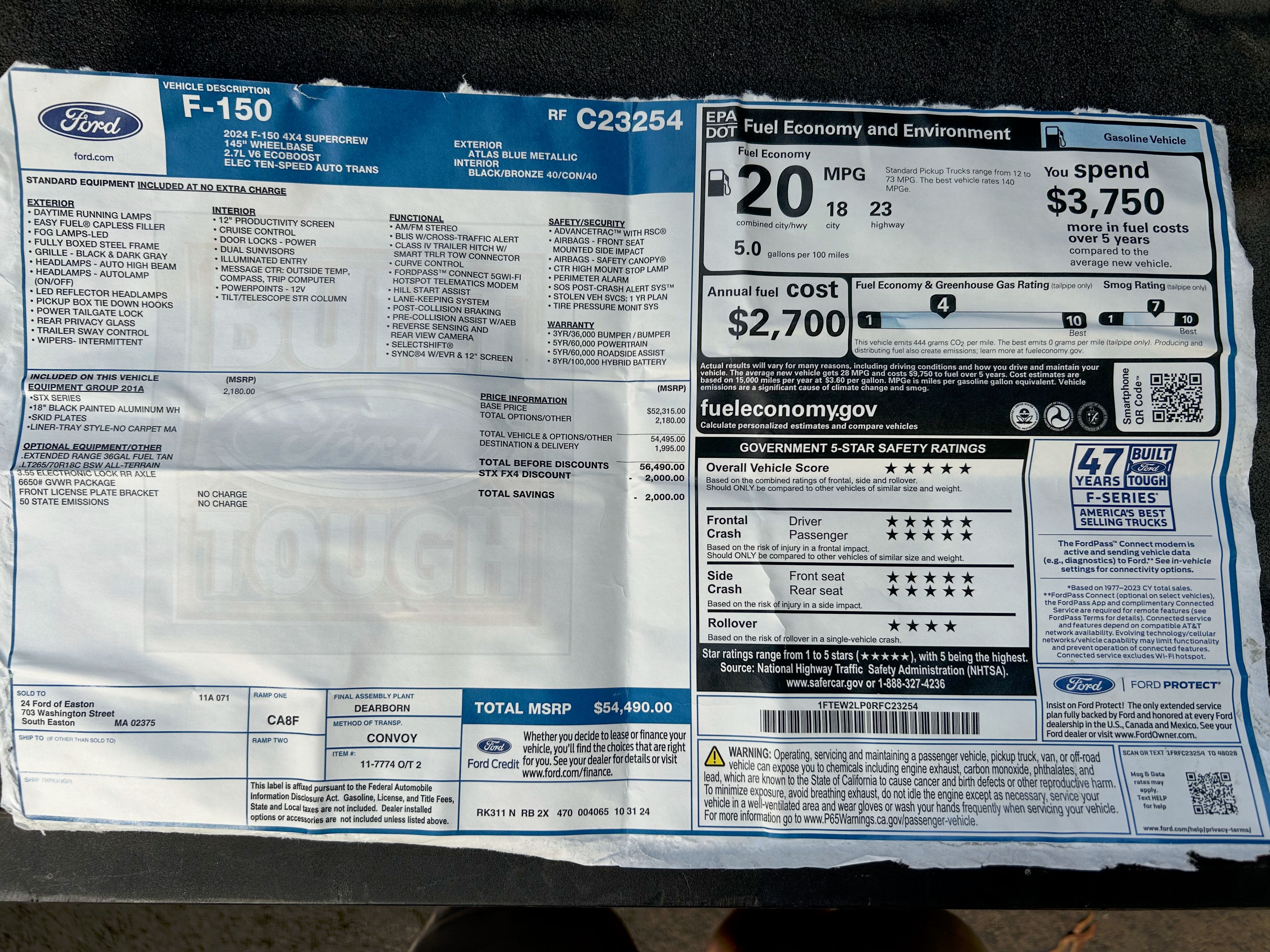 Used 2024 Ford F150 STX w/ Equipment Group 201A FX4 AWD/4WD image 30