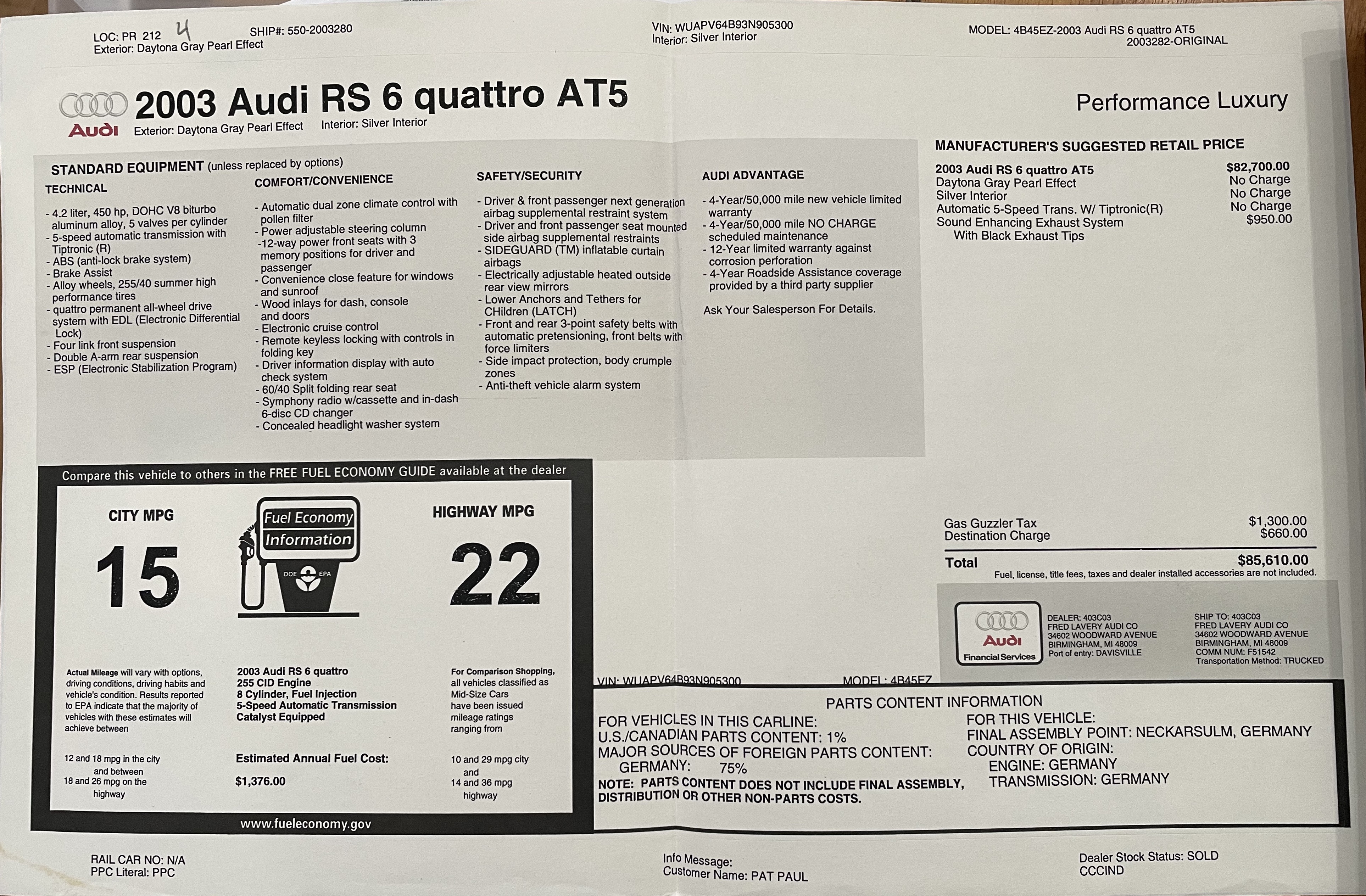 Used 2003 Audi RS 6 AWD/4WD image 17