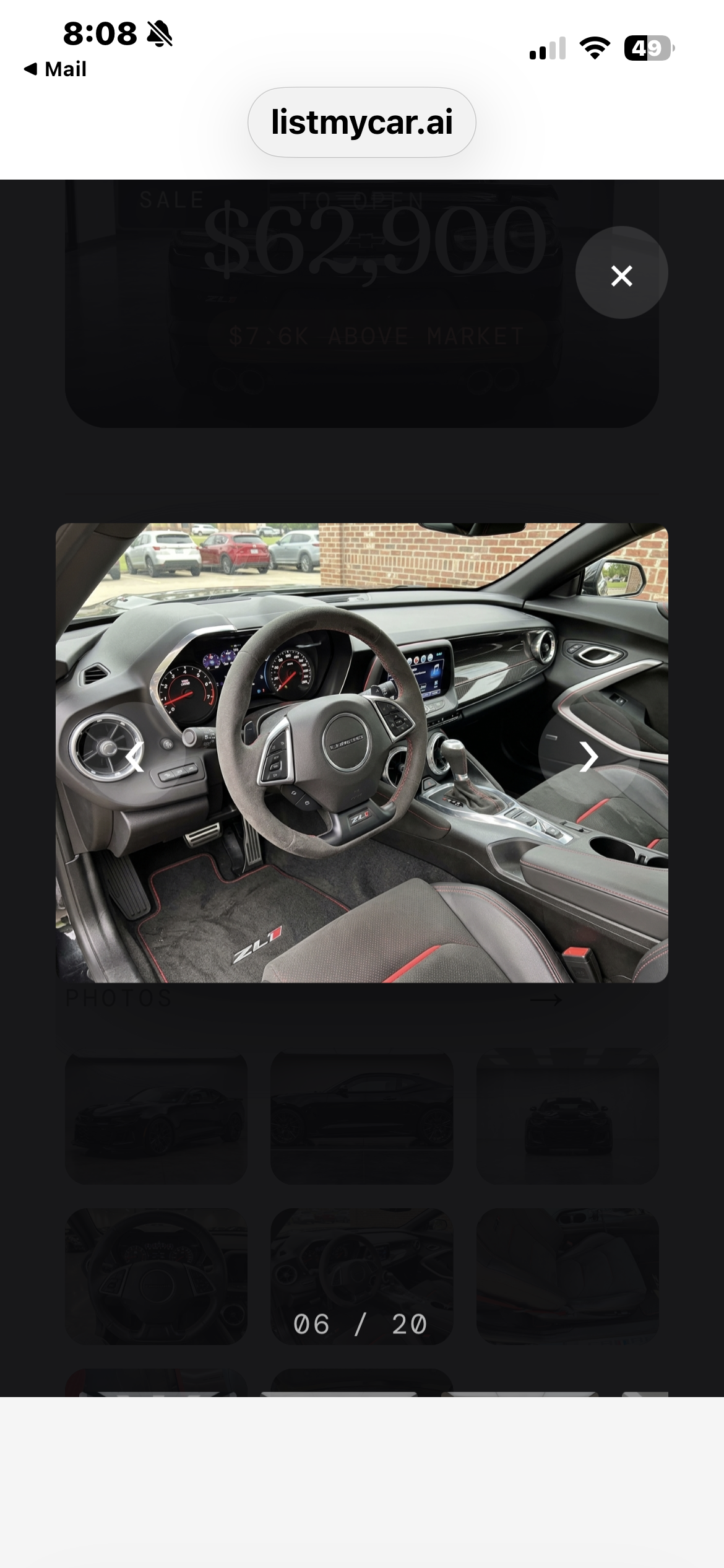 Used 2019 Chevrolet Camaro ZL1 w/ LPO, ZL1 Protection Package RWD image 12