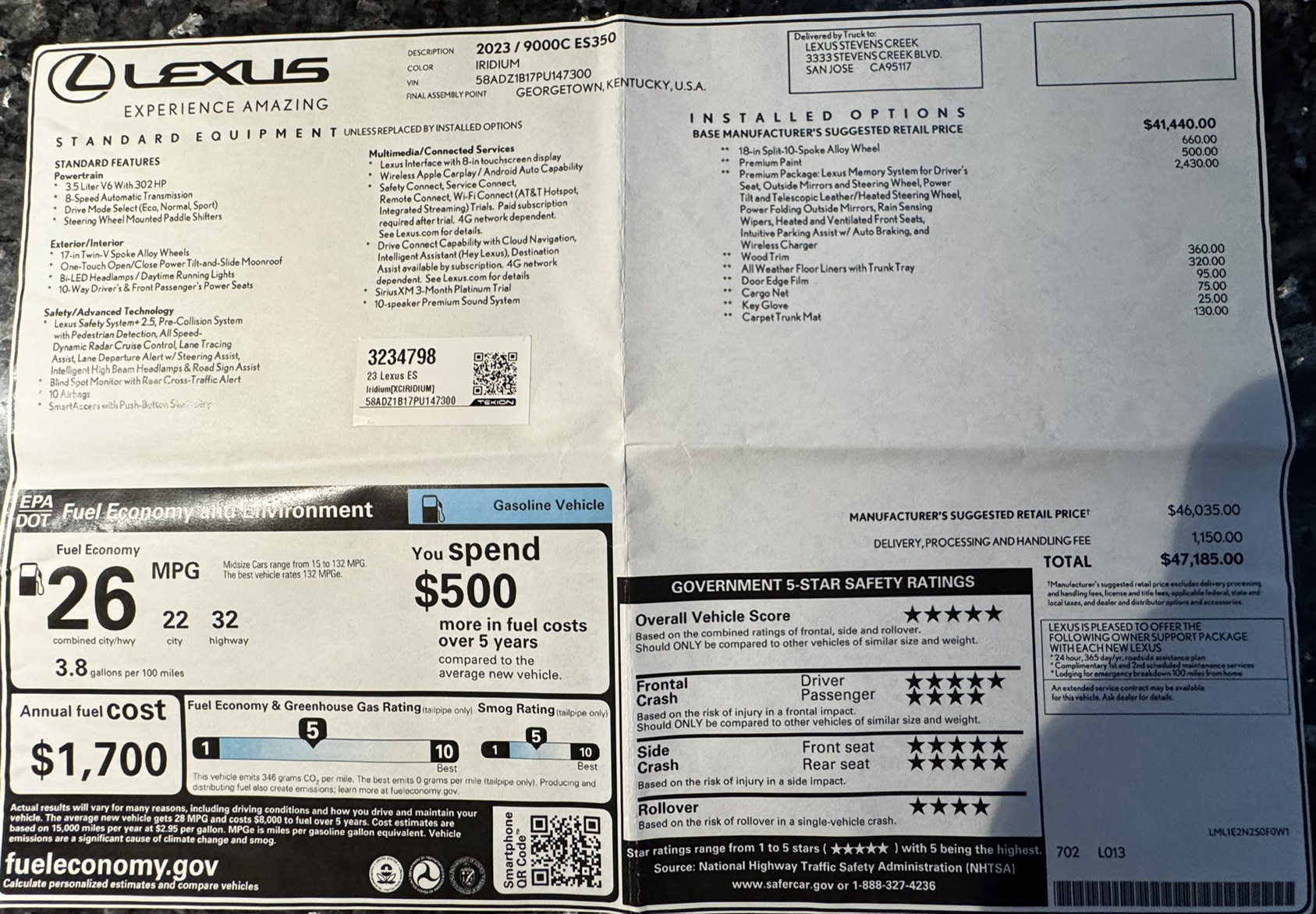 Used 2023 Lexus ES 350 w/ Premium Package FWD image 17