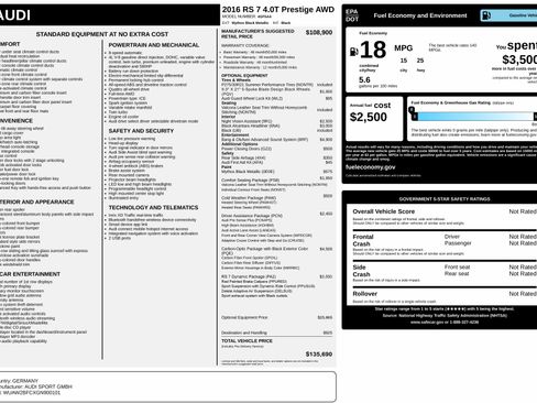 Used 2016 Audi RS 7 Prestige w/ Carbon-Optic Package image 2