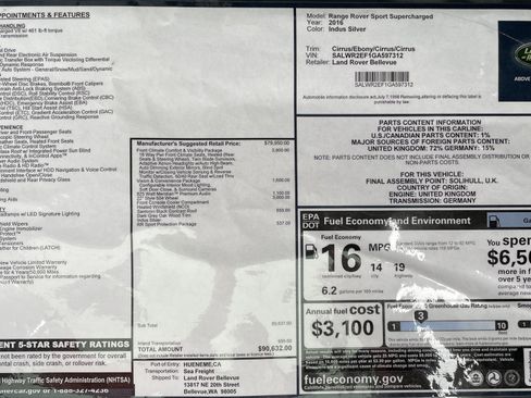 Used 2016 Land Rover Range Rover Sport Supercharged image 32