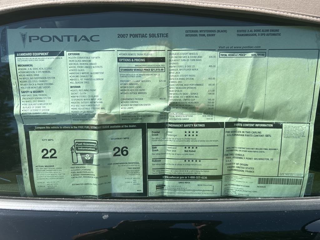 Used 2007 Pontiac Solstice Convertible RWD image 17