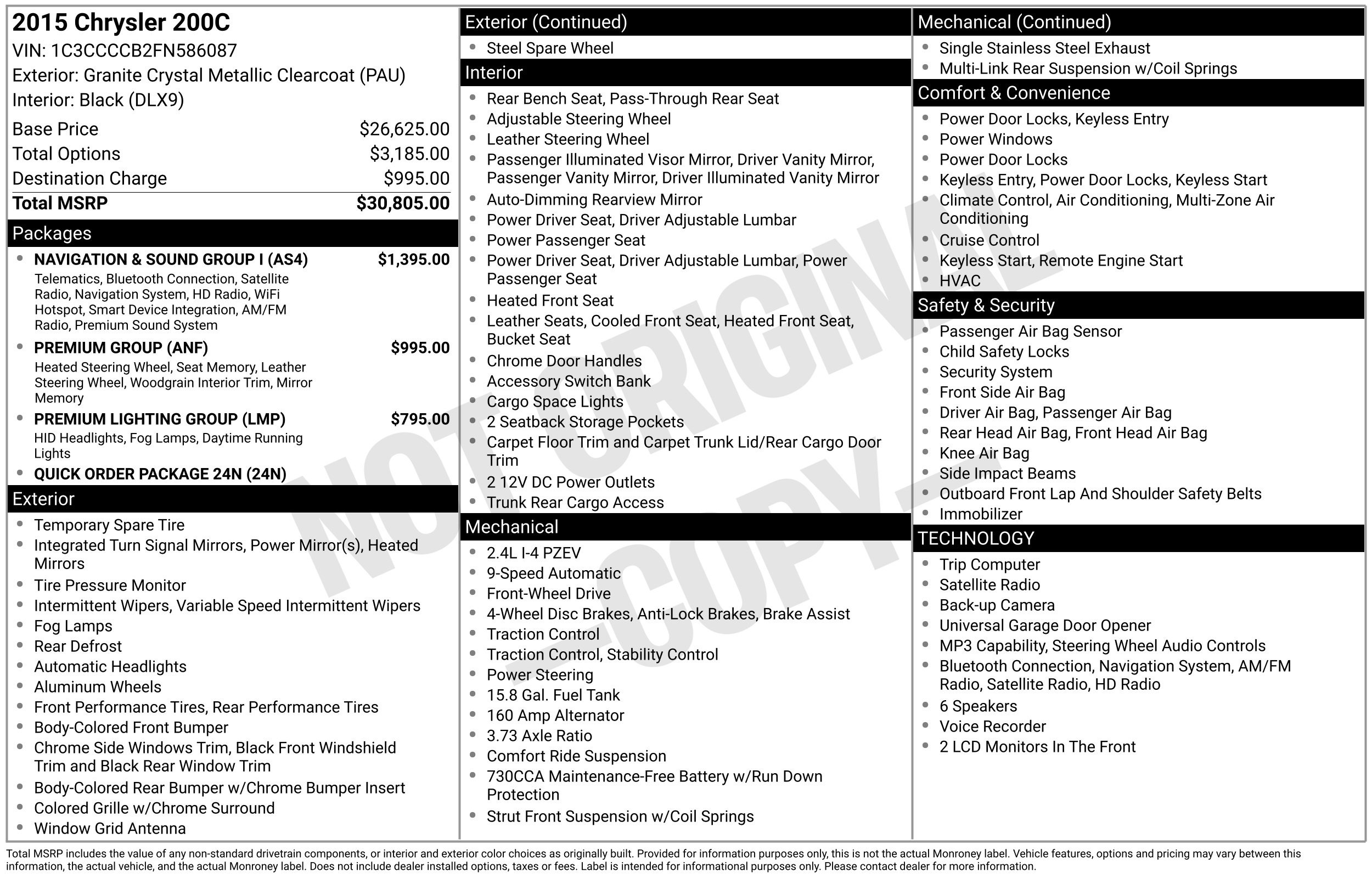 Used 2015 Chrysler 200 C w/ Navigation & Sound Group I FWD image 18