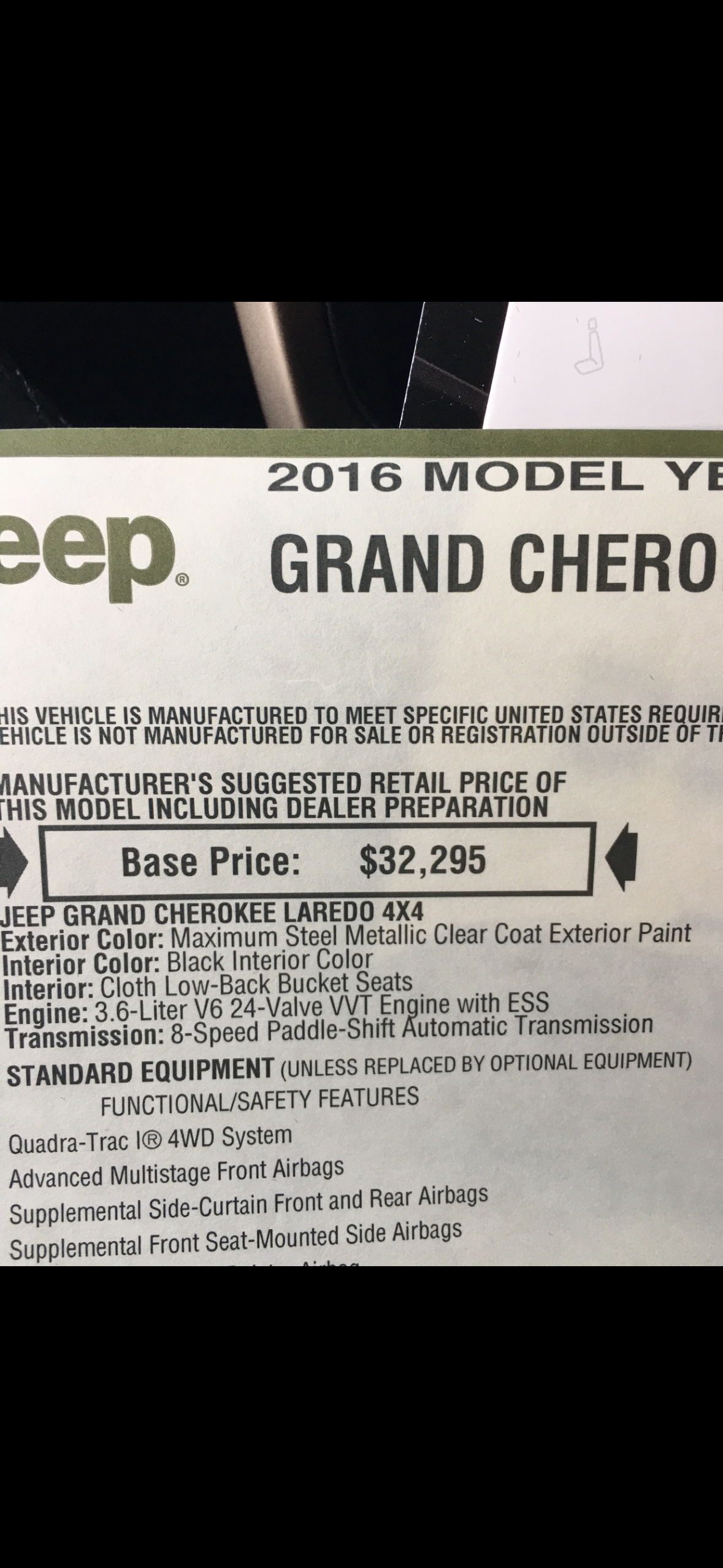 Used 2016 Jeep Grand Cherokee Laredo w/ Quick Order Package 23E AWD/4WD image 8