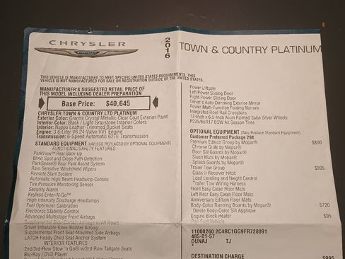 Used 2016 Chrysler Town & Country Limited Platinum w/ Trailer Tow Group image 24