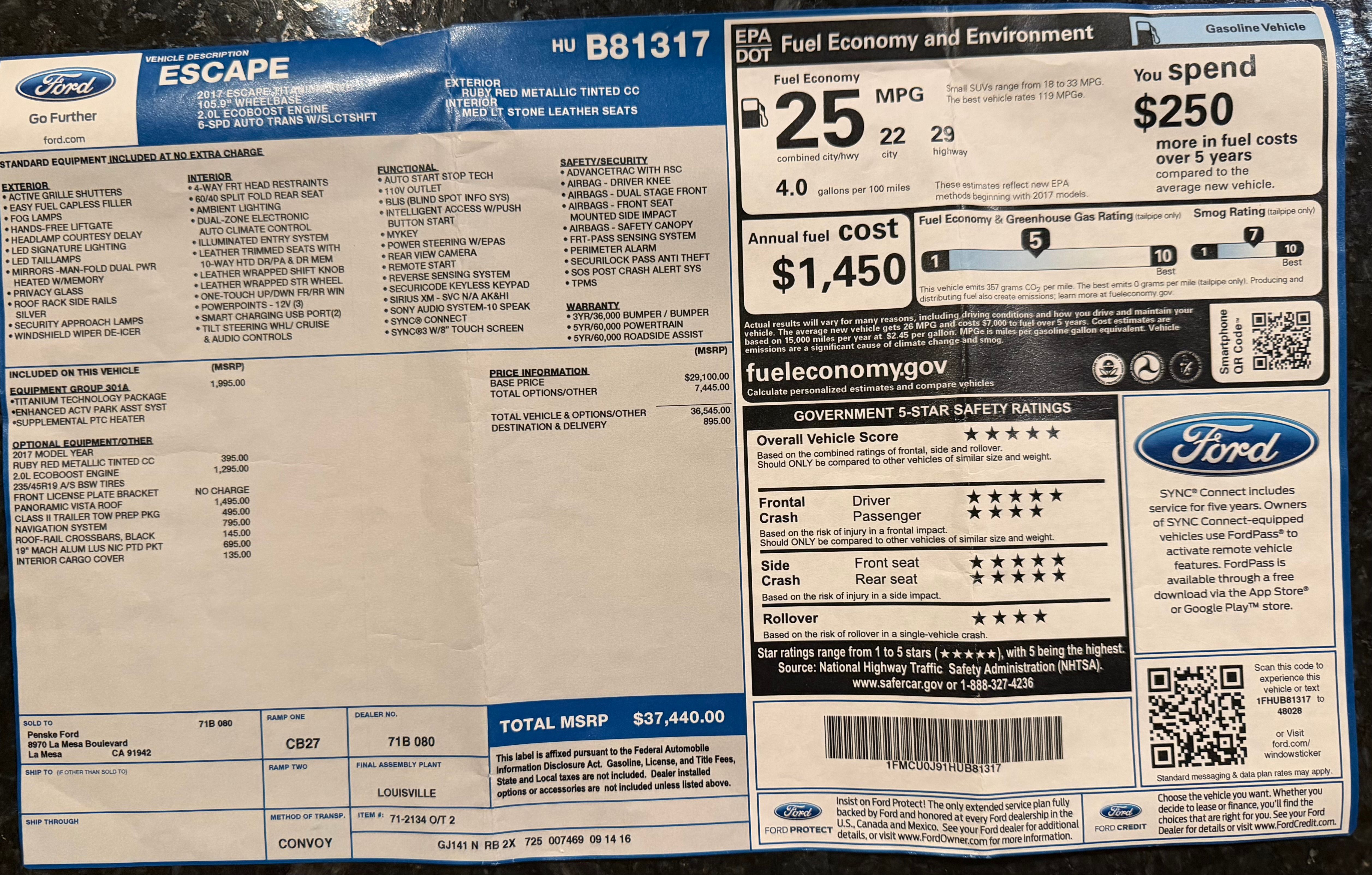 Used 2017 Ford Escape Titanium w/ Equipment Group 301A FWD image 18