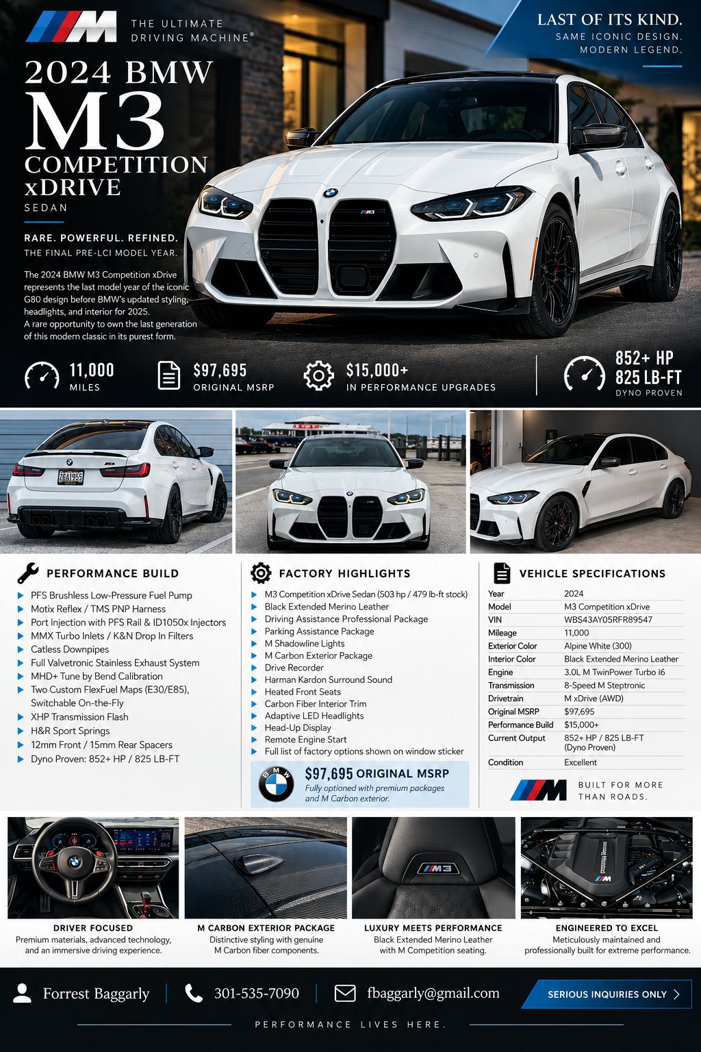 Used 2024 BMW M3 Competition w/ M Carbon Exterior Package AWD/4WD image 6