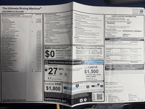 Used 2020 BMW X2 sDrive28i w/ Convenience Package FWD image 9