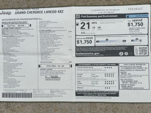 Used 2017 Jeep Grand Cherokee Laredo w/ Quick Order Package 2BE image 12