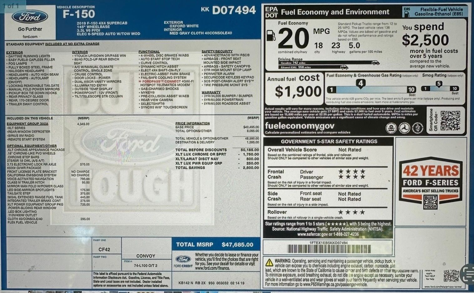 Used 2019 Ford F150 XLT w/ Equipment Group 302A Luxury AWD/4WD image 13