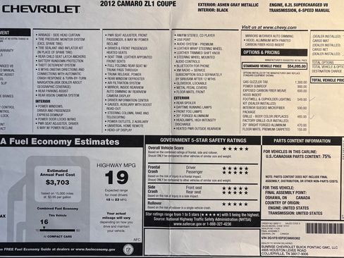 Used 2012 Chevrolet Camaro ZL1 image 13