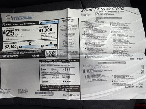 Used 2025 MAZDA CX-70 3.3 Turbo w/ Premium Plus Pkg AWD/4WD image 32