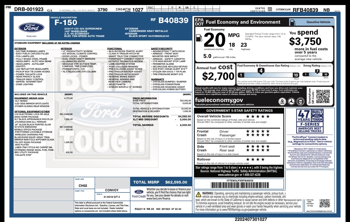 Used 2024 Ford F150 XLT w/ Equipment Group 302A MID AWD/4WD image 16