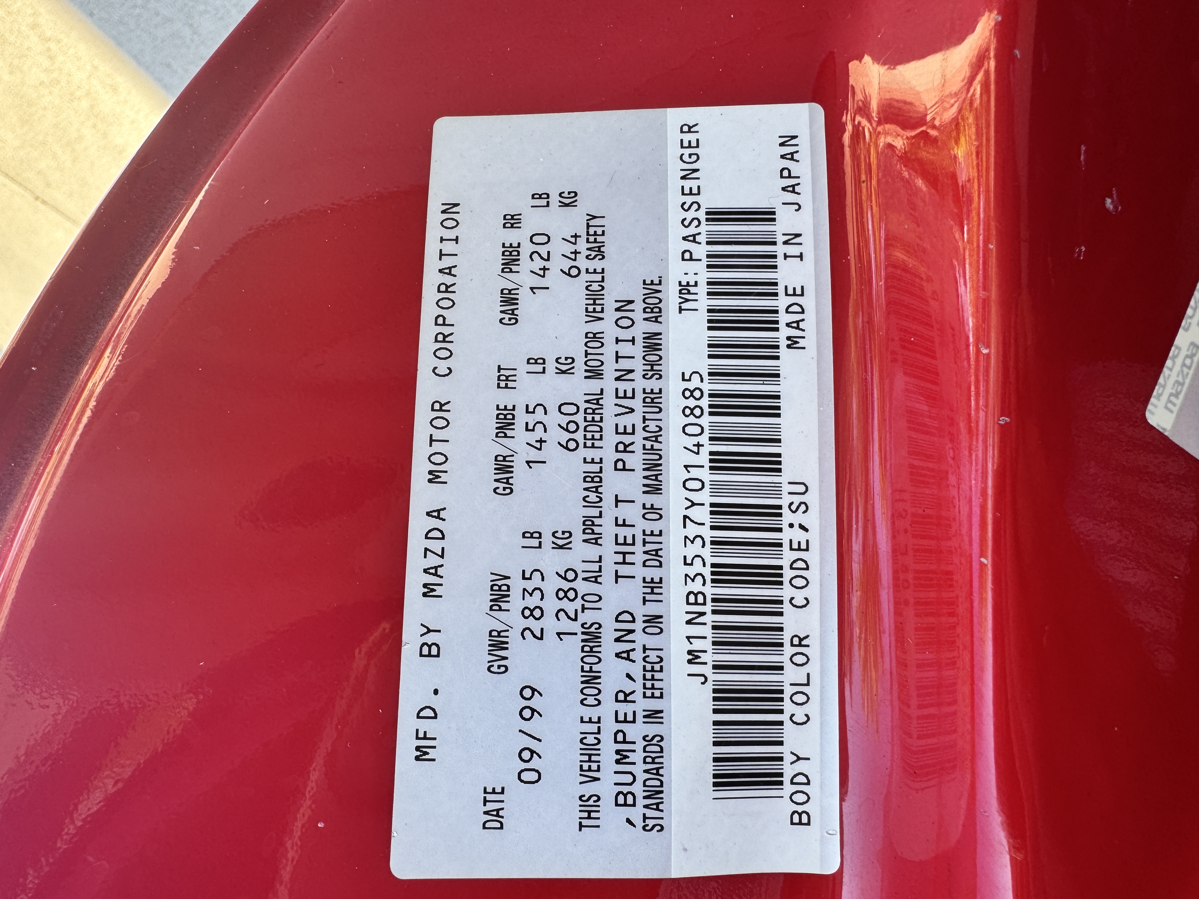 Used 2000 MAZDA MX-5 Miata RWD image 12