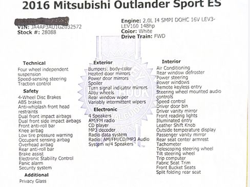 Used 2016 Mitsubishi Outlander Sport ES image 19