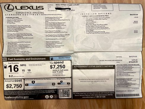 Used 2022 Lexus GX 460 Luxury w/ Sport Design Package AWD/4WD image 2