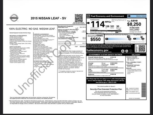 Used 2015 Nissan Leaf SV w/ LED & Quick Charge Package FWD image 16
