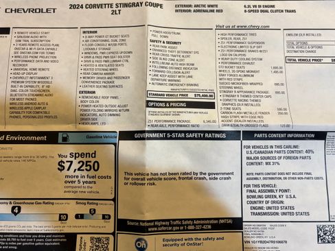 Used 2024 Chevrolet Corvette Stingray Preferred Cpe w/ Z51 Performance Package image 5