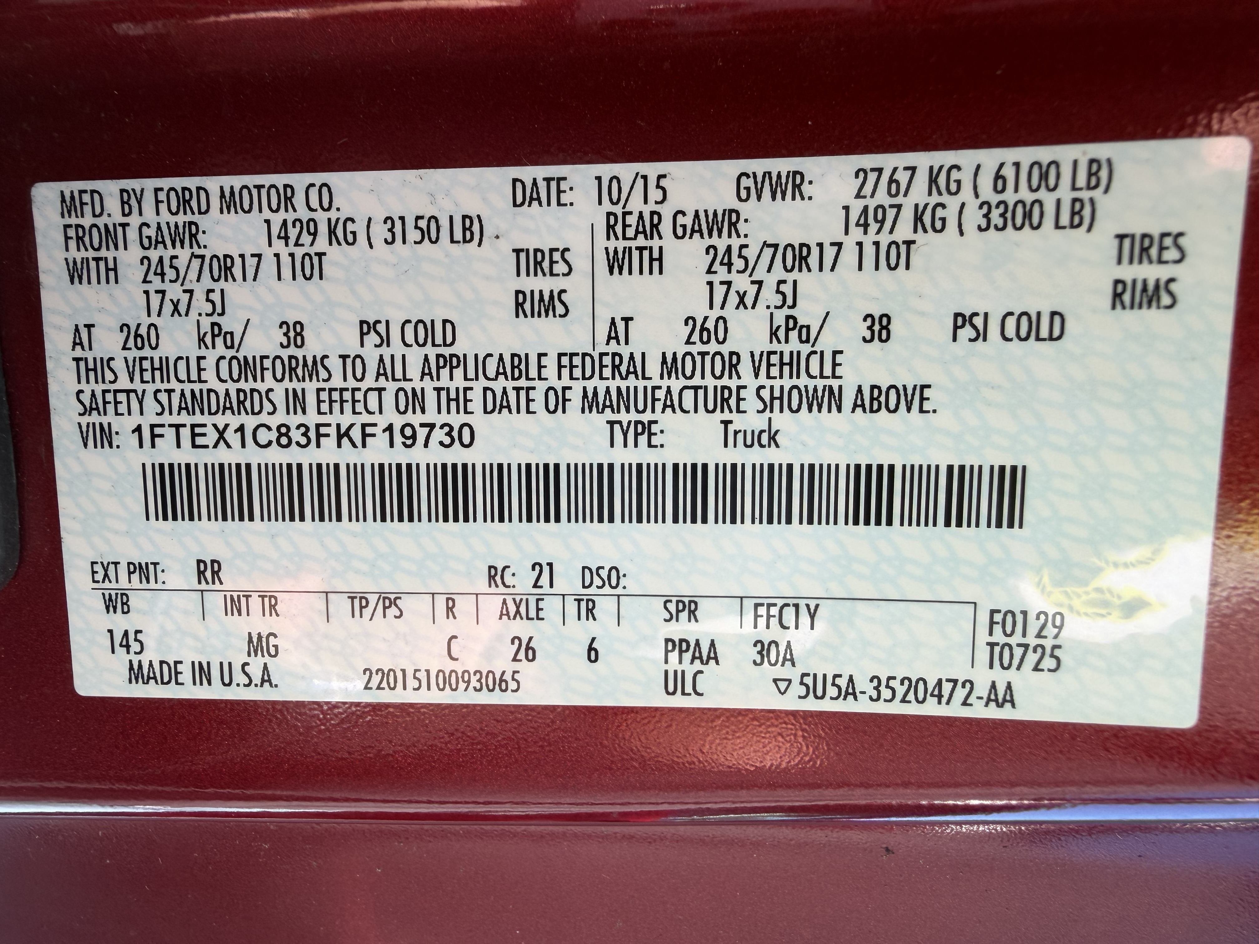 Used 2015 Ford F150 XLT w/ Equipment Group 301A Mid RWD image 1