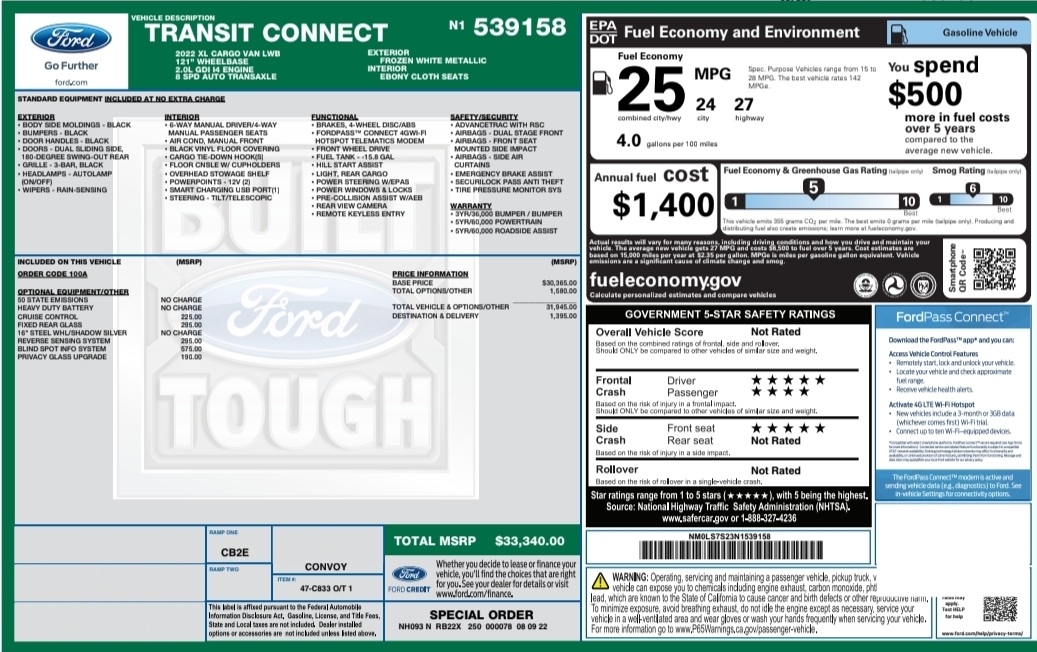 Used 2022 Ford Transit Connect XL FWD image 16