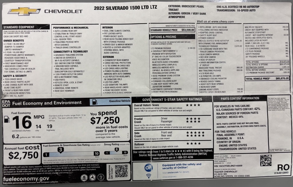 Used 2022 Chevrolet Silverado 1500 LTZ w/ LTZ Premium Package AWD/4WD image 17
