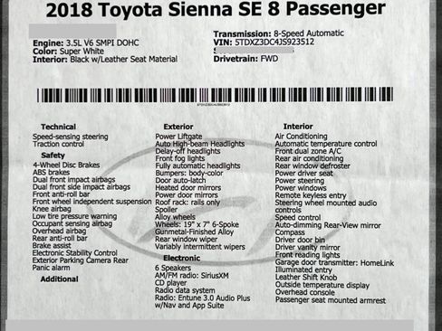 Used 2018 Toyota Sienna SE w/ SE Preferred Package image 25