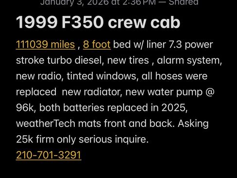 Used 1999 Ford F350 2WD Crew Cab Super Duty image 11