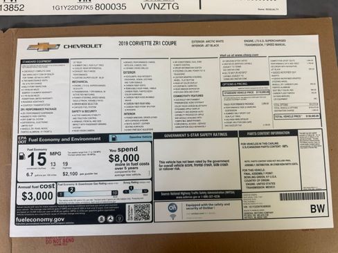 Used 2019 Chevrolet Corvette ZR1 w/ ZTK Track Performance Package RWD image 4