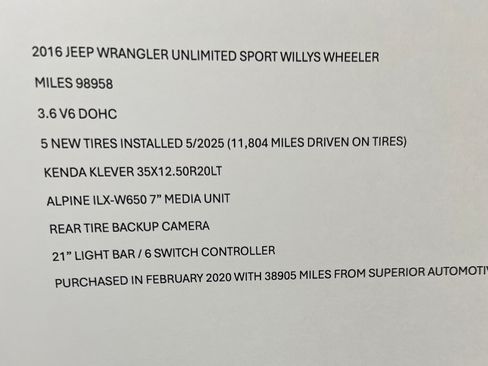 Used 2016 Jeep Wrangler Unlimited Sport AWD/4WD image 13