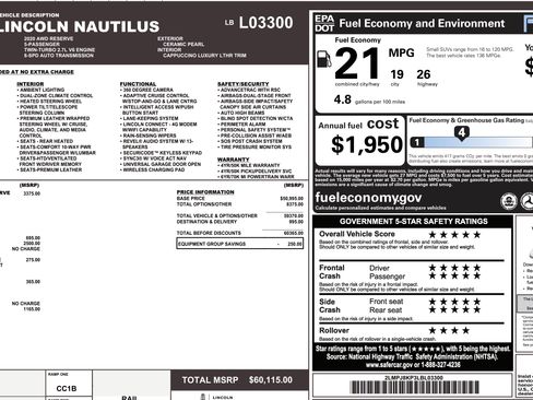 Used 2020 Lincoln Nautilus Reserve w/ Equipment Group 201A image 12