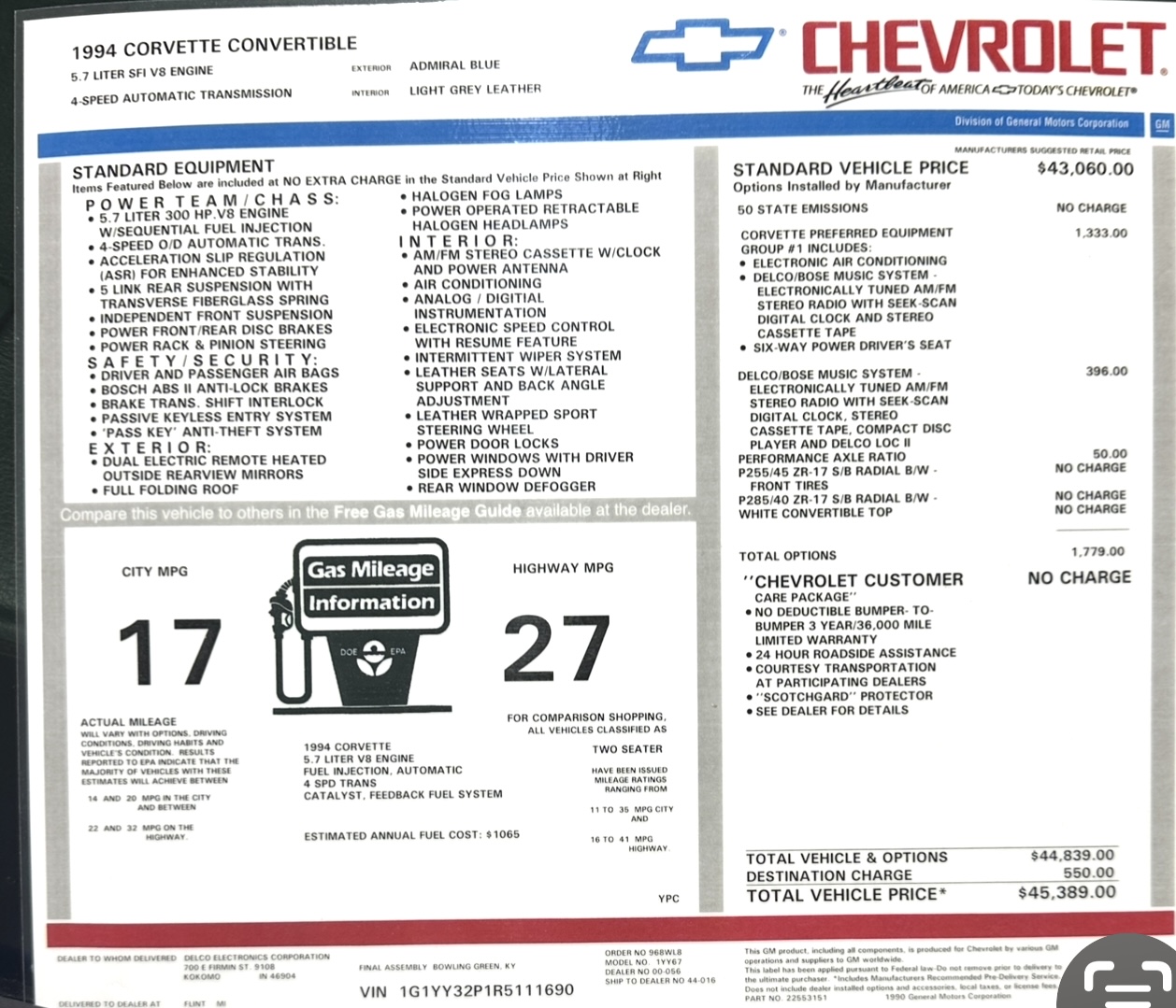 Used 1994 Chevrolet Corvette Convertible RWD image 16