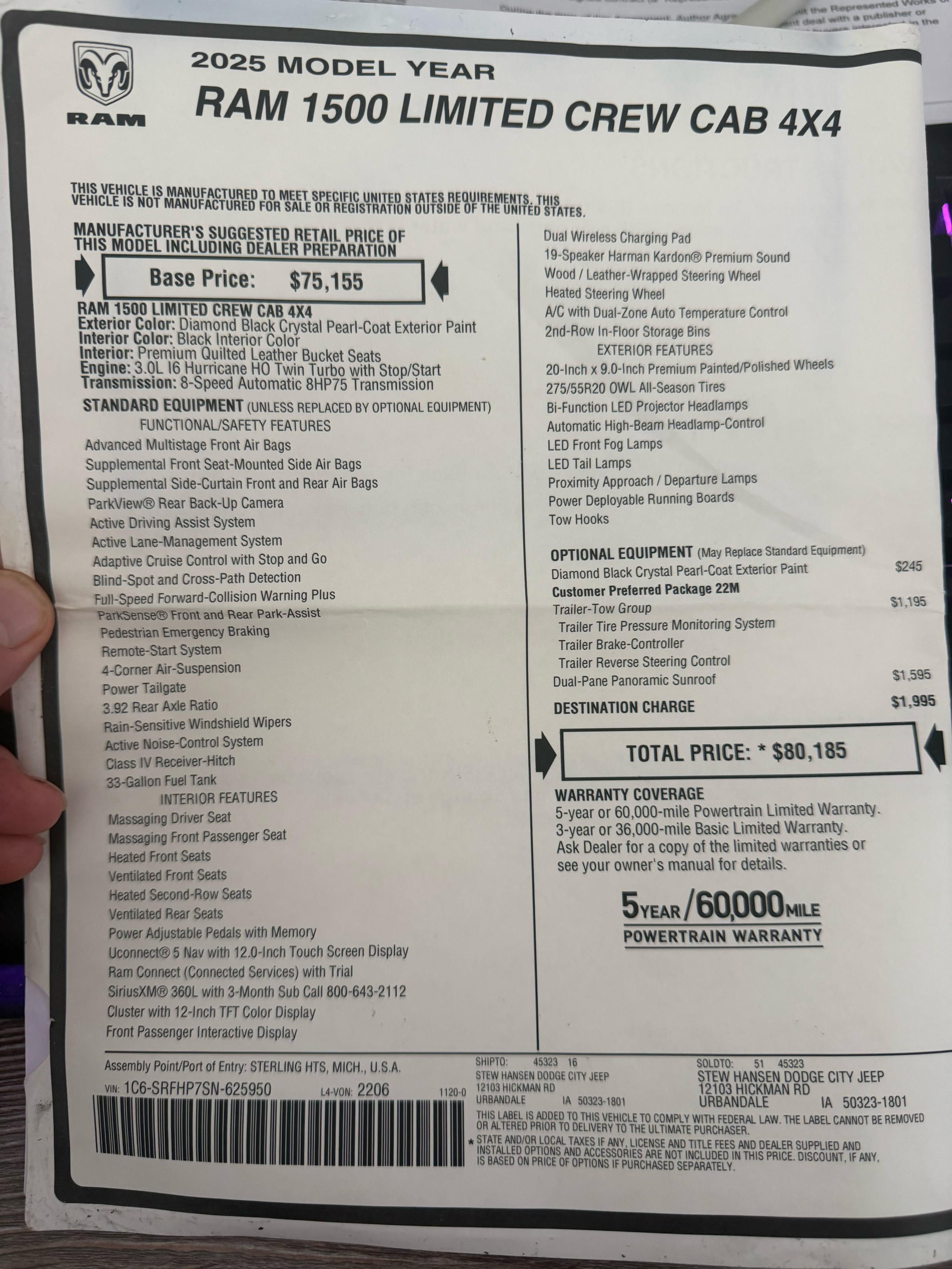 Used 2025 RAM 1500 Limited w/ Trailer Tow Group AWD/4WD image 5