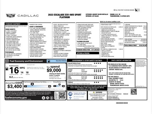 Used 2023 Cadillac Escalade ESV Sport Platinum w/ LPO, ONYX Package image 17