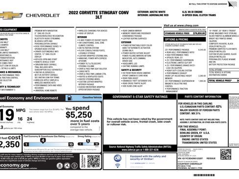 Used 2022 Chevrolet Corvette Stingray Premium Conv w/ Z51 Performance Package image 23