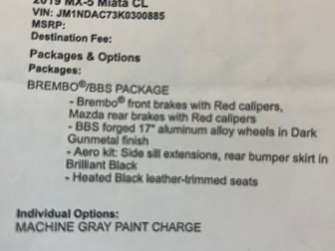 Used 2019 MAZDA MX-5 Miata Club w/ Brembo/BBS Package image 12