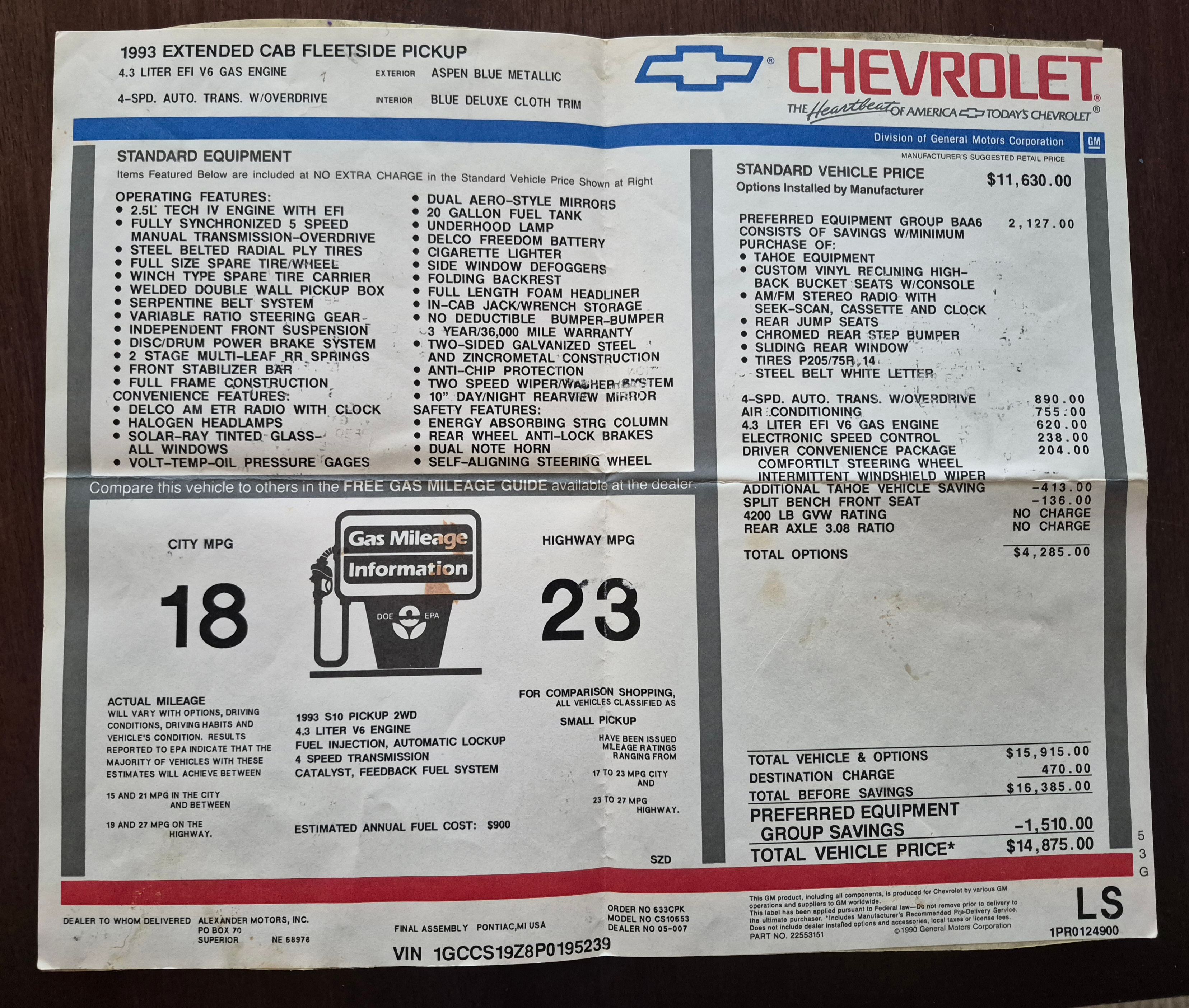 Used 1993 Chevrolet S10 Pickup 2WD Extended Cab image 4