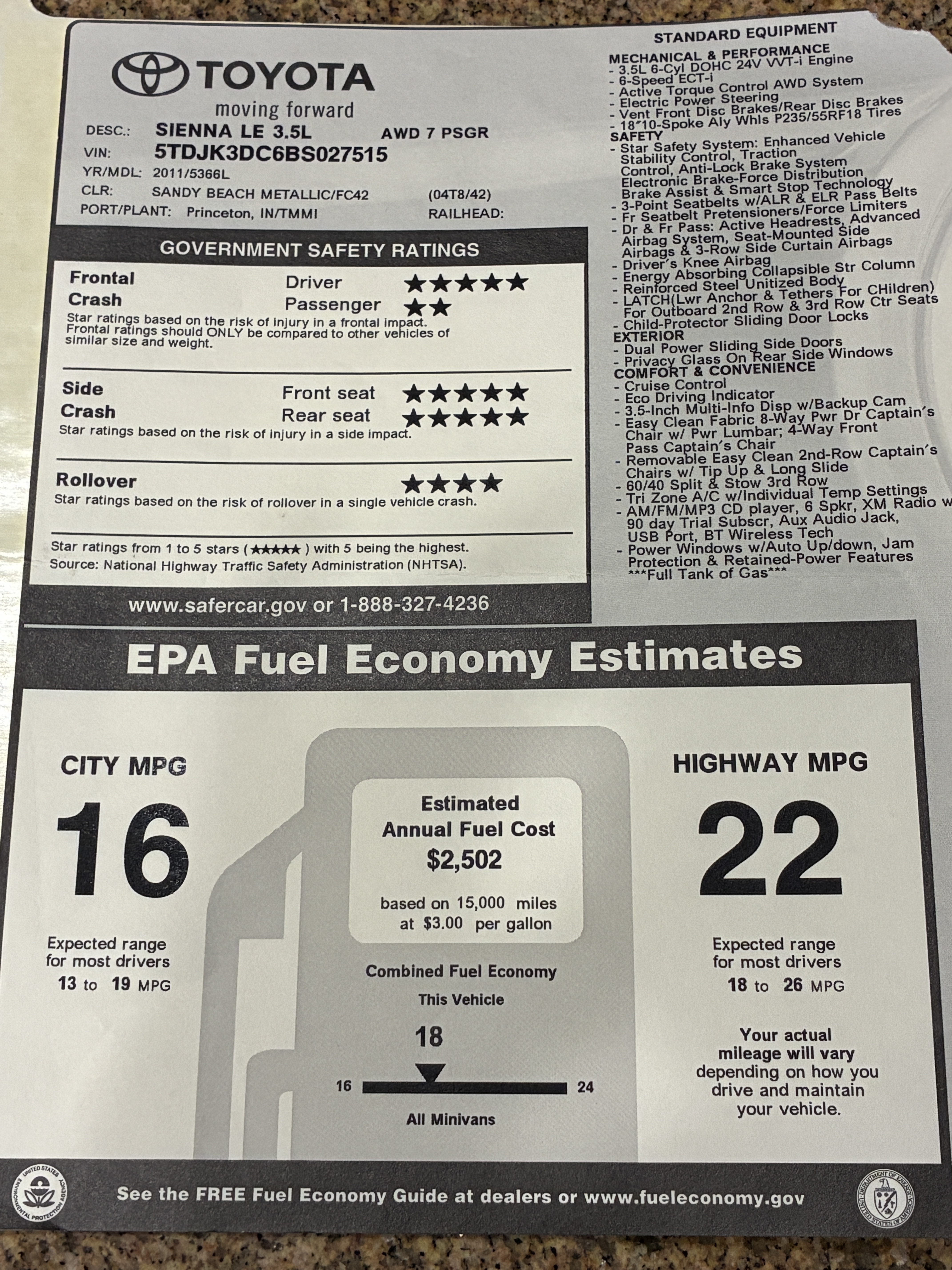 Used 2011 Toyota Sienna LE w/ Towing Pkg AWD/4WD image 9