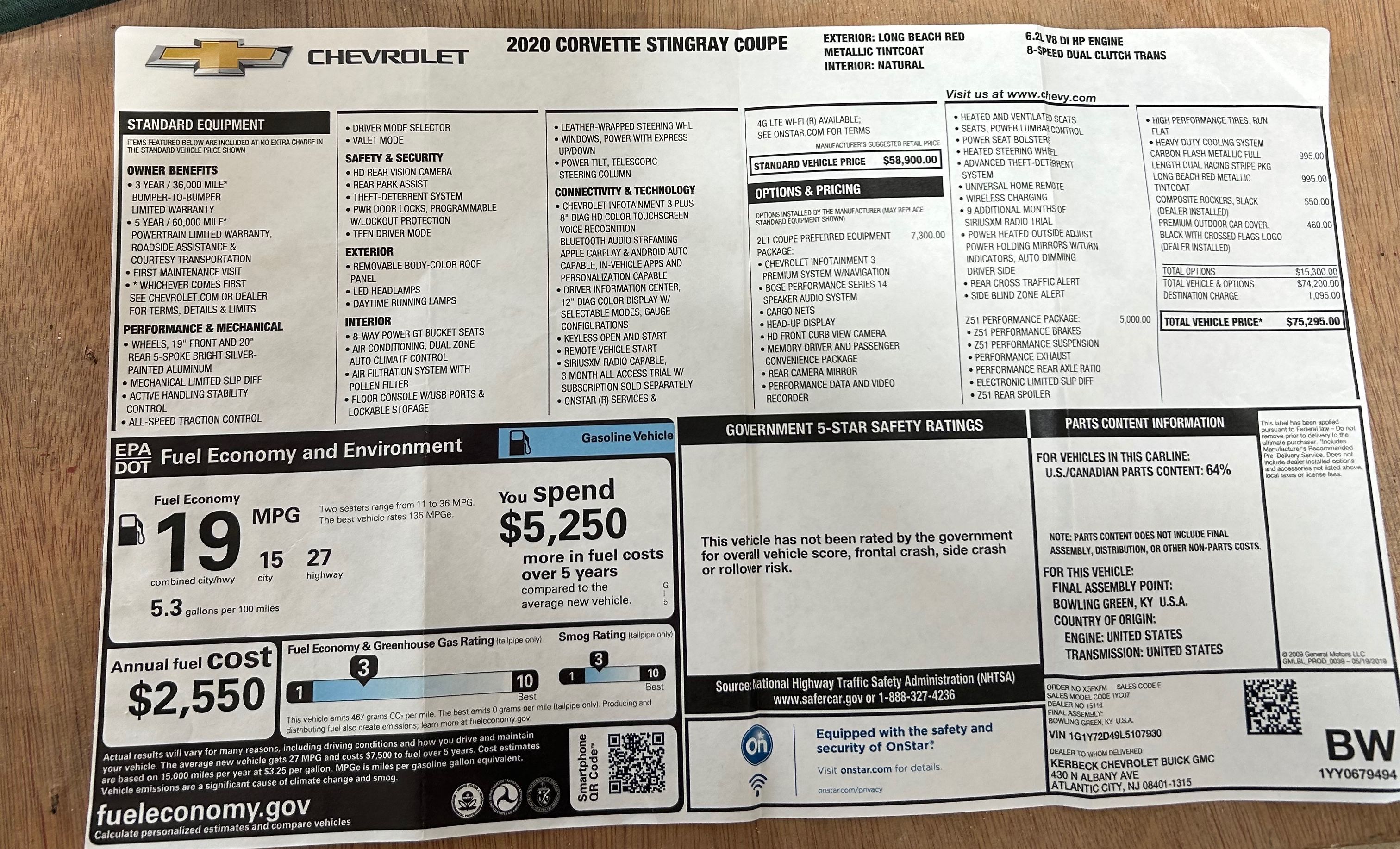 Used 2020 Chevrolet Corvette Stingray Preferred Cpe w/ 2LT Preferred Equipment Group RWD image 8