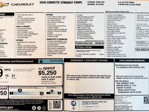 Used 2020 Chevrolet Corvette Stingray Preferred Cpe w/ 2LT Preferred Equipment Group RWD image 22