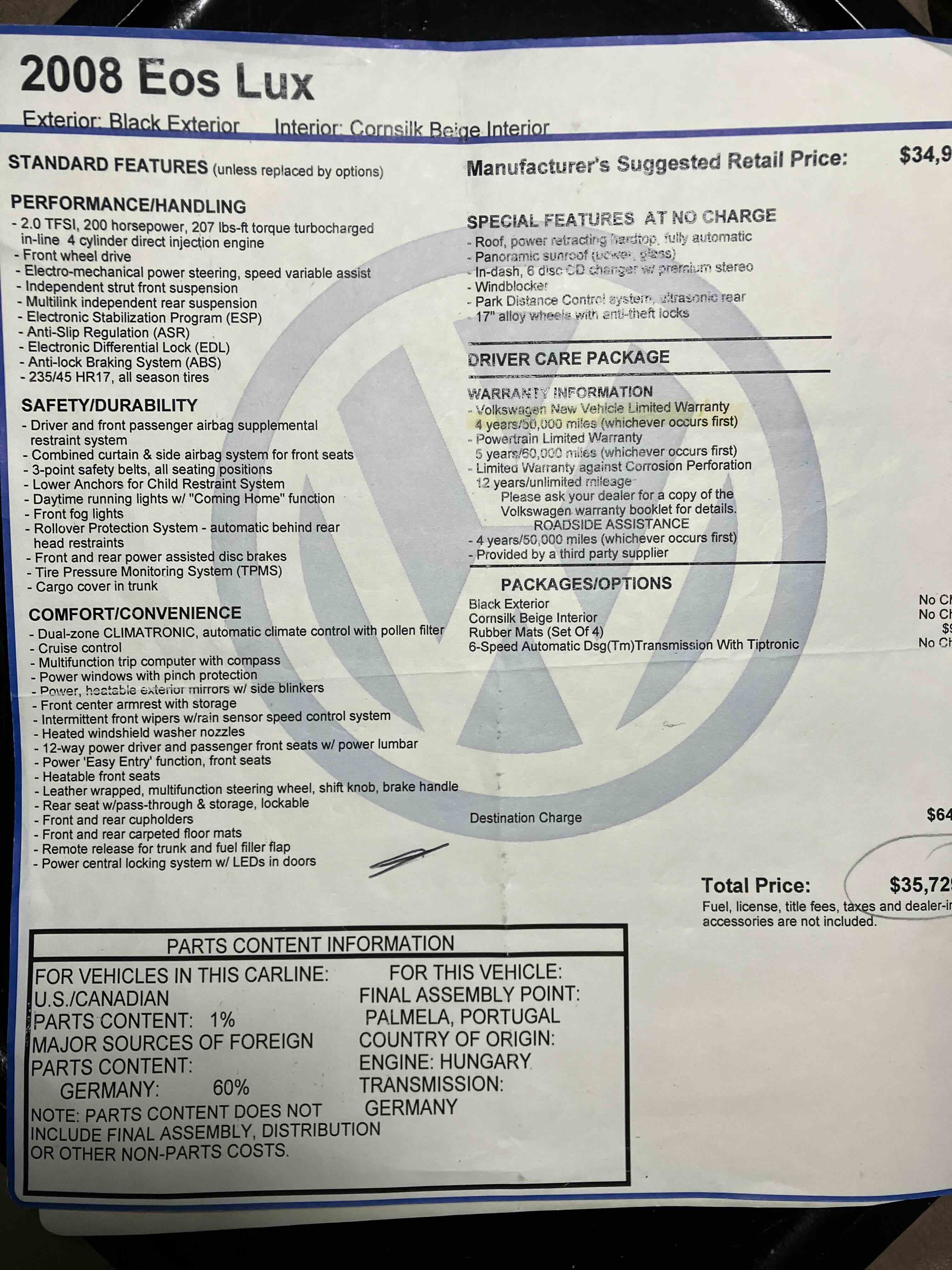 Used 2008 Volkswagen Eos Lux FWD image 11